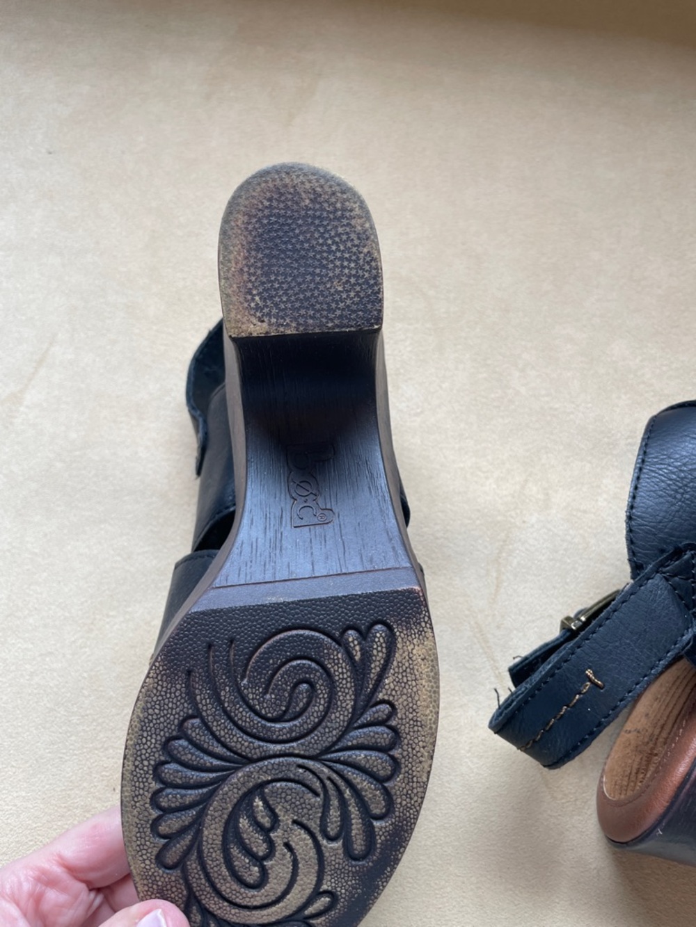 boc Black Leather Slingback Clogs with Buckle - Picture 5 of 7